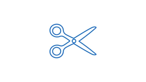 FFmpeg 구간 자르기를 뜻하는 파란 가위 일러스트