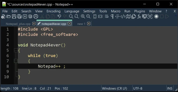 Notepad++ 화면 1