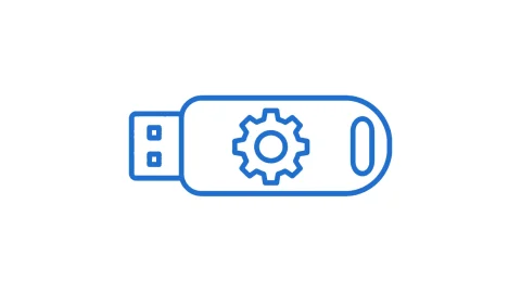 Q-Dir 휴대용 실행을 뜻하는 파란 USB 일러스트