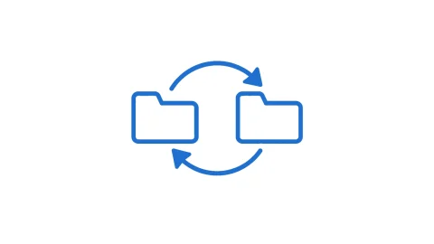 WinSCP 폴더 동기화를 뜻하는 파란 양방향 폴더 일러스트