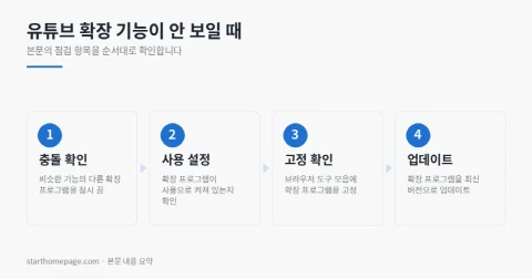 유튜브 확장 기능이 안 보일 때