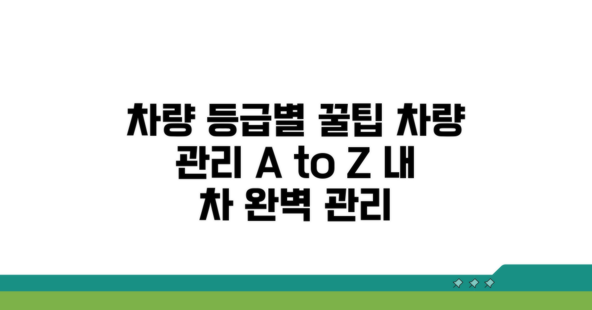 등급별 차량 관리 꿀팁 모음