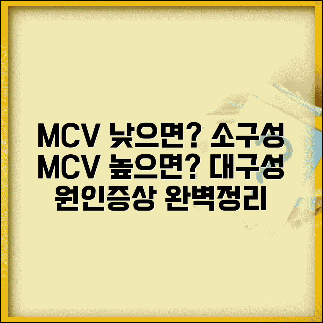 평균적혈구용적 MCV 수치 해석 | 낮으면 소구성, 높으면 대구성 원인과 증상 총정리