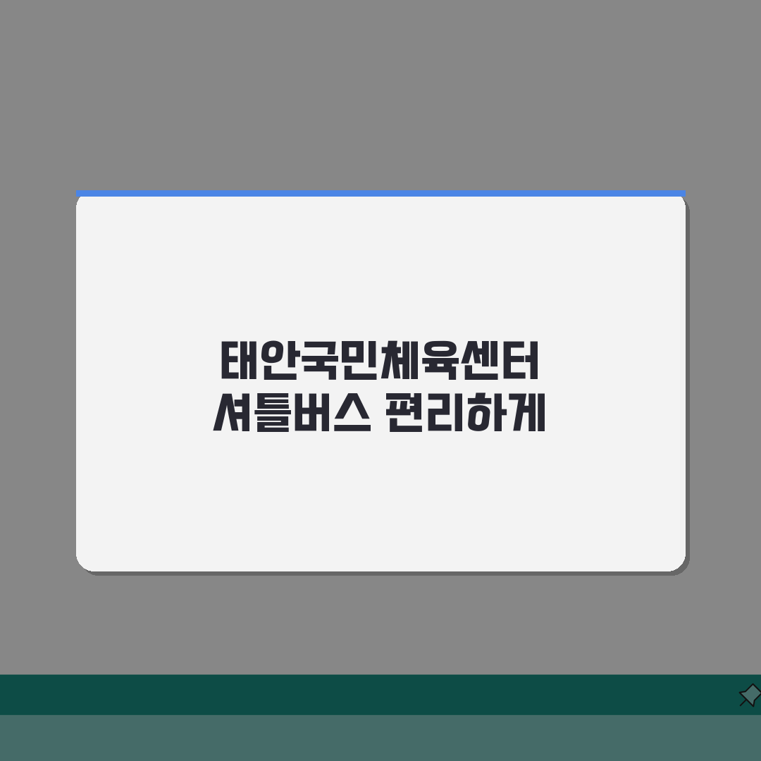 태안국민체육센터 셔틀버스 | 태안터미널 무료픽업 노선 추천!